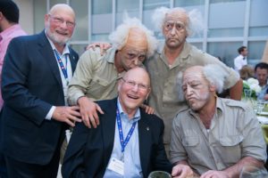 Brothers Jim and Steve Breslauer with a trio of David Ben-Gurion impersonators at the 44th Board of Governors Meeting in Beer-Sheva
