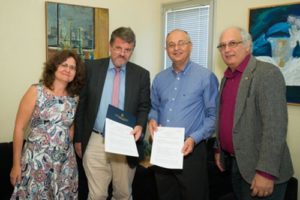  BGU’s Dr. Paula Kabalo; Prof. Johannes Heil of Heidelberg College; BGU Rector Prof. Zvi HaCohen; BGU Deputy Rector Prof. Steven Rosen sign historic agreement