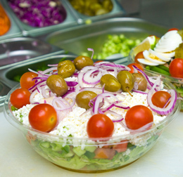 You can order this Greek salad at the Aroma Cafe on BGU's Marcus Family Campus in Beer-Sheva.
