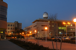 BGU's Sacta-Rashi Physics Building by night