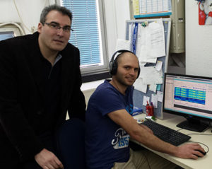 Prof. Yaniv Zigel and Ph.D. candidate Eliran Dafna in their lab at BGU