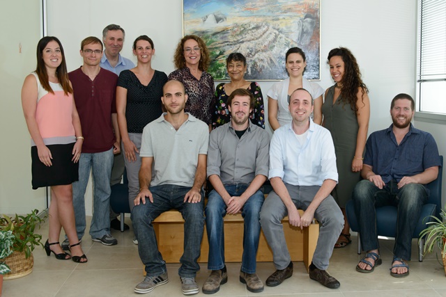 BGU iGEM team members with BGU President Rivka Carmi (back row center) and the team's faculty advisor Prof. Smadar Cohen (back row to right of Prof. Carmi)