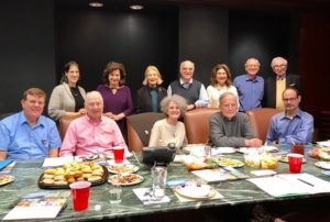 2-21-18 Academic Bridge Board, with host Paul Astor (top row, right) and guest speaker Prof. Alon Monsonego (seated, right)
