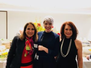 10-14-18 At the annual Patron Party held in advance of the Annual Tribute Brunch: Dr. Barbara Seletsky, Patron Chair; guest speaker Dr. Yulia Sapir-Lekhovitser, and host Sherrie Savett, Esq., Philadelphia Chapter Vice Chair and Tribute Event co-chair