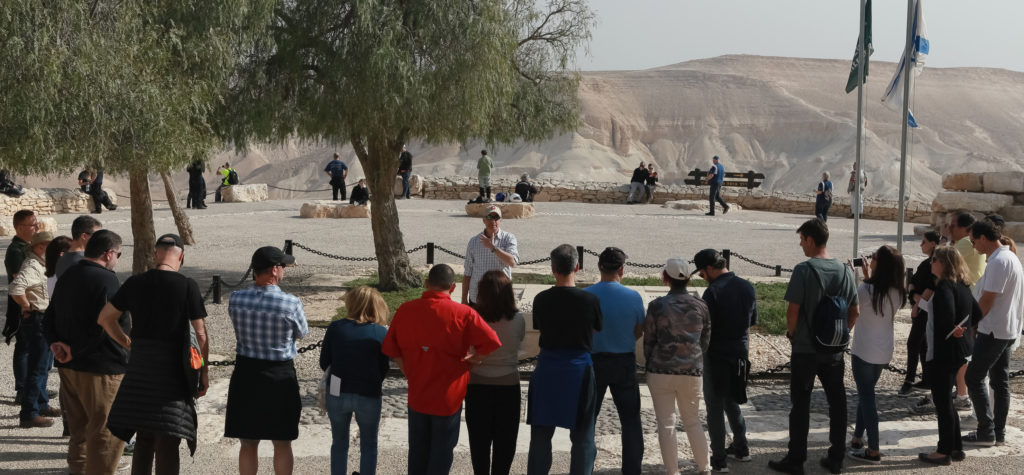The closing ceremony for Cohort III in front of David Ben-Gurion's grave, overlooking the wilderness of the Zin Valley