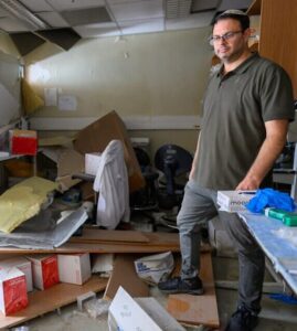 Prof. Ehud Ohana's destroyed lab at BGU